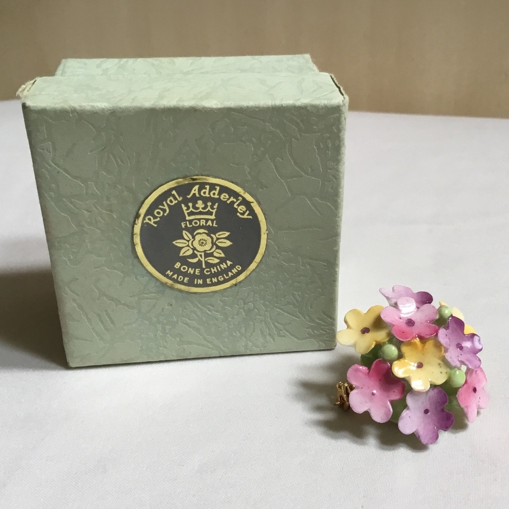 Vintage Cara China Staffordshire Forget-Me-Not Brooch
